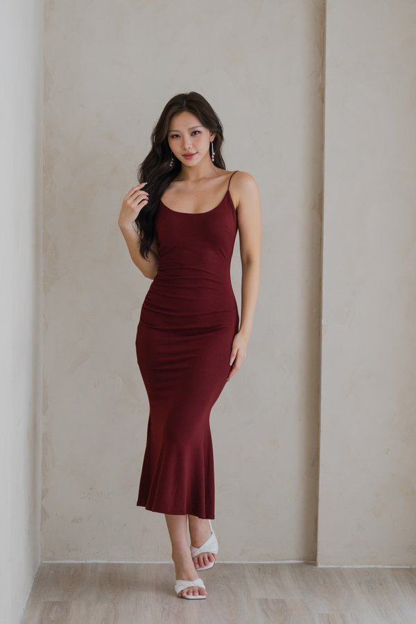 *Lite* Keidi Mermaid Ruched Dress (Maroon) *Lite* Keidi Mermaid Ruched Dress (Maroon)