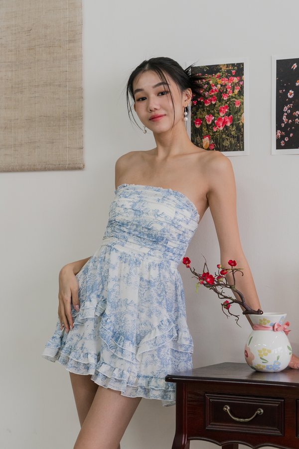 Emery Padded Romper Dress (Blue)