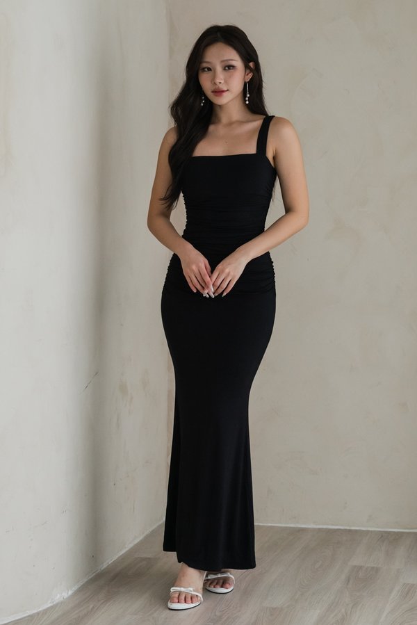 Polly Square Neck Mermaid Dress (Black) Polly Square Neck Mermaid Dress (Black)