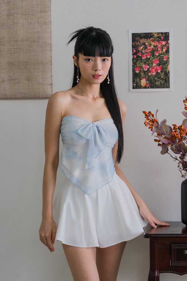 Haven Mesh Self Tie Padded Tube Top (Blue Pea)