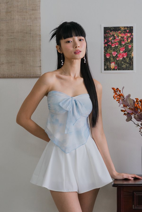 Haven Mesh Self Tie Padded Tube Top (Blue Pea)