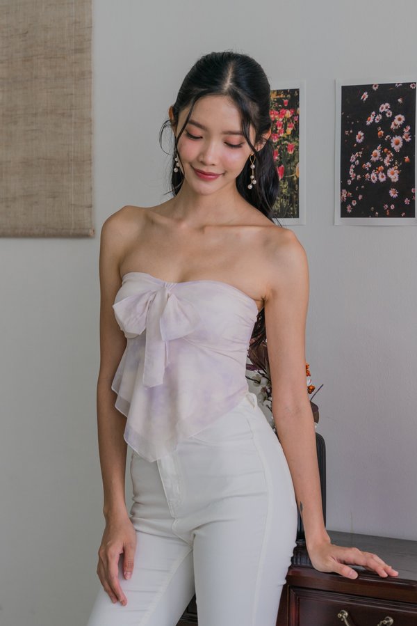 Haven Mesh Self Tie Padded Tube Top (Soft Wisteria)