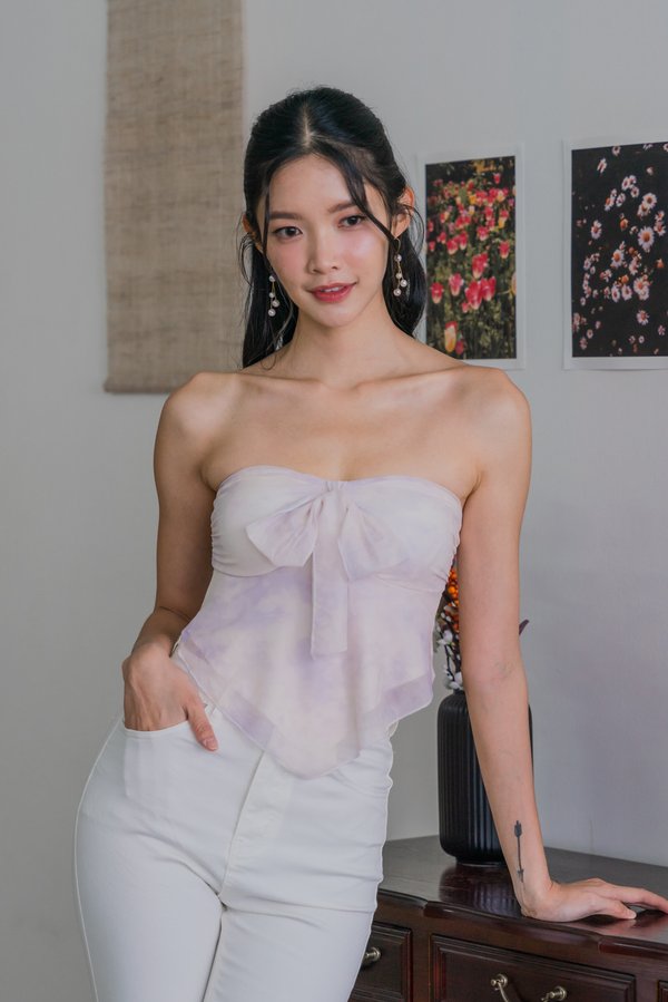 Haven Mesh Self Tie Padded Tube Top (Soft Wisteria)