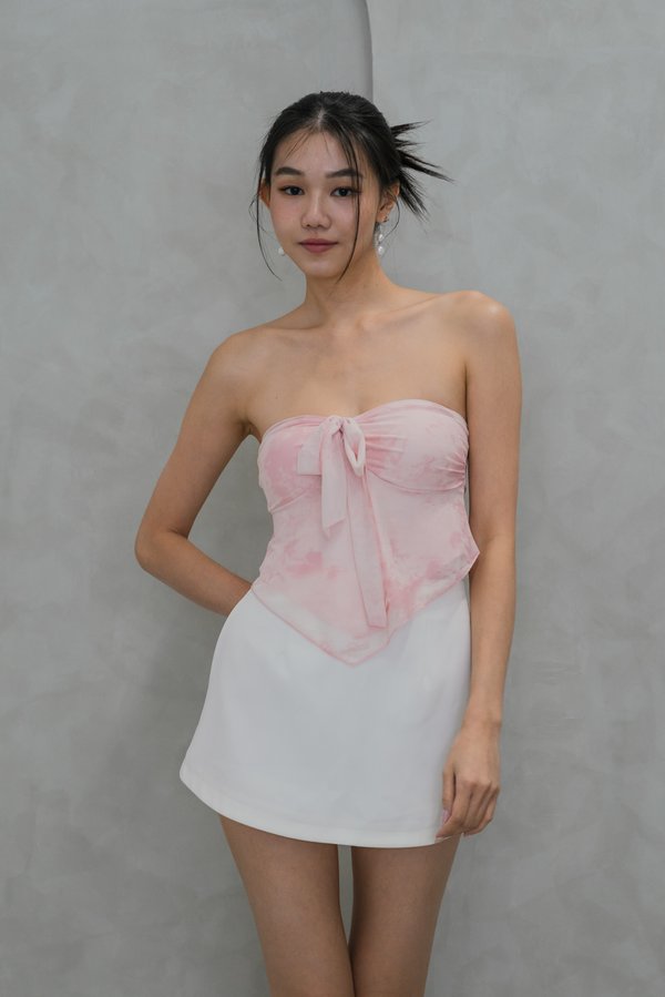 Haven Mesh Self Tie Padded Tube Top (Pink Tulip)
