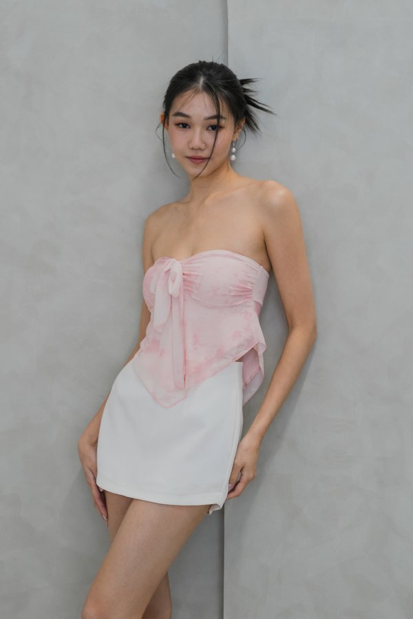 Haven Mesh Self Tie Padded Tube Top (Pink Tulip)