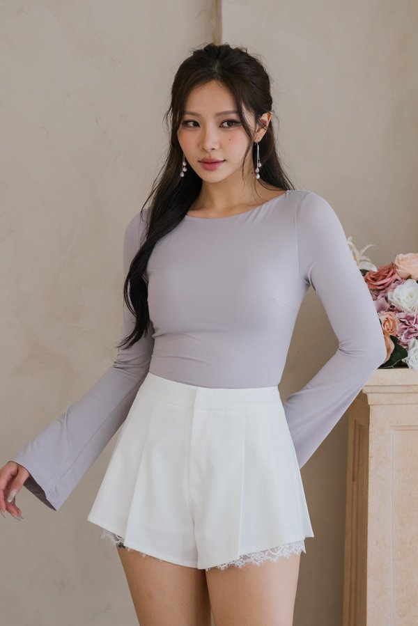 Reyla Padded Boat Neck Top (Lilac Gey)