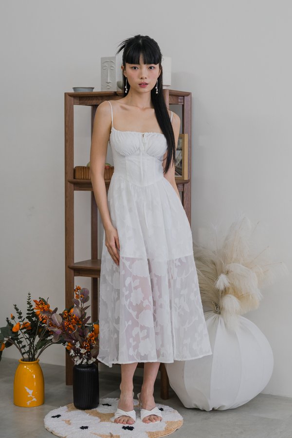 Carina Lace Bustier Padded Dress (White) Carina Lace Bustier Padded Dress (White)