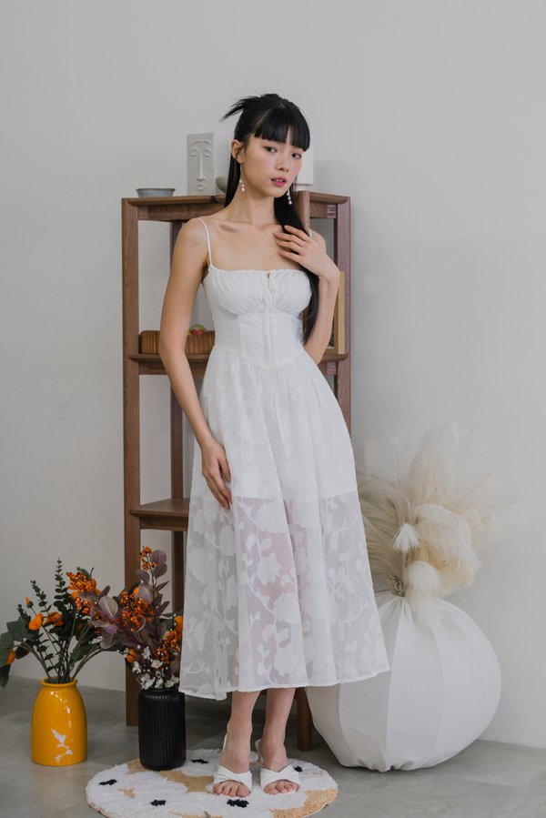 Carina Lace Bustier Padded Dress (White) Carina Lace Bustier Padded Dress (White)