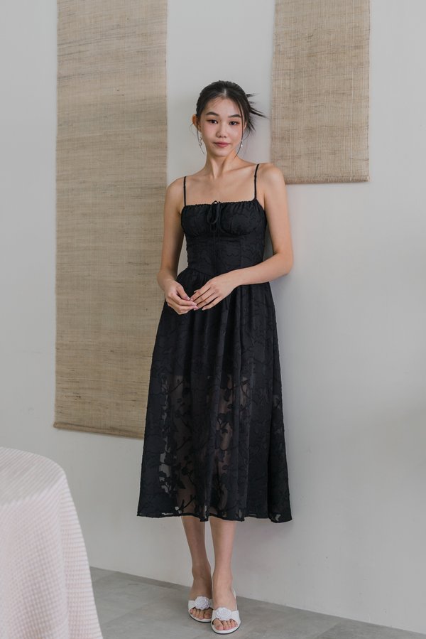 Carina Lace Bustier Padded Dress (Black)