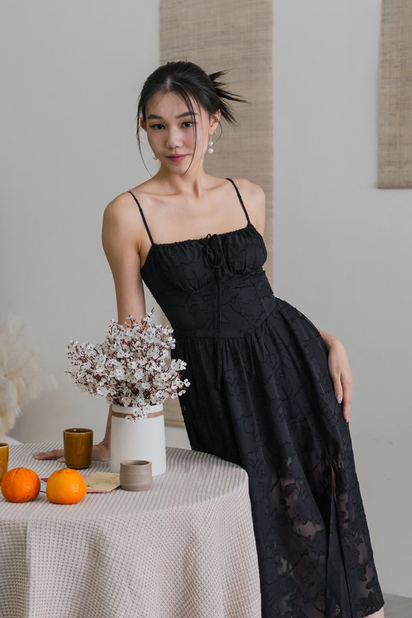 Carina Lace Bustier Padded Dress (Black)