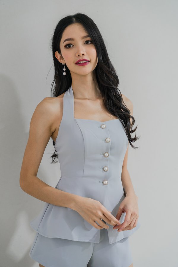 Sabine Halter Pearl Ribbon Padded Top (Seafoam)