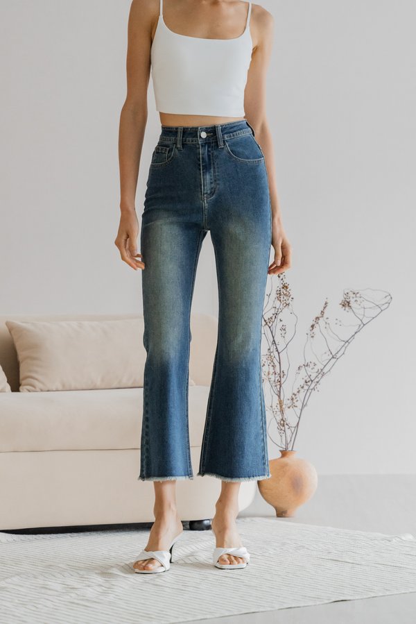 Hailey Raw Hem Jeans (Dark Vintage Wash)