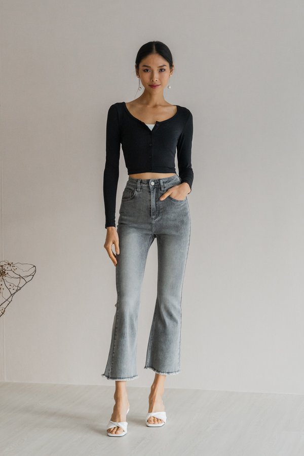 Hailey Raw Hem Jeans (Grey Wash)