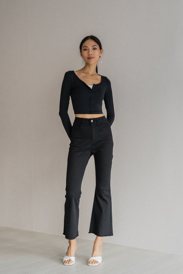 Hailey Raw Hem Jeans (Black Wash) Hailey Raw Hem Jeans (Black Wash)