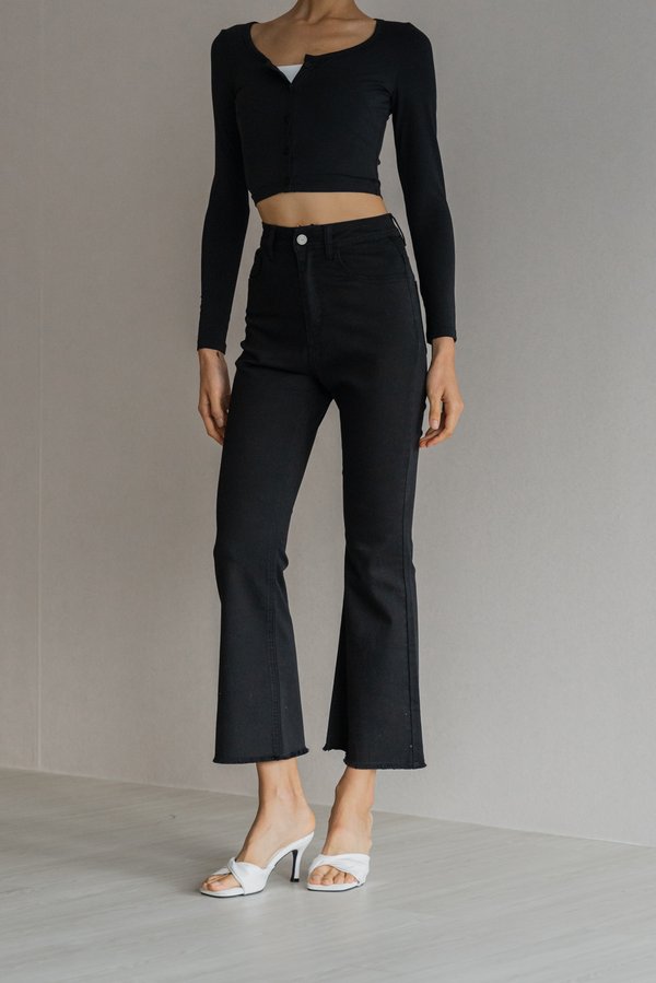 Hailey Raw Hem Jeans (Black Wash) Hailey Raw Hem Jeans (Black Wash)