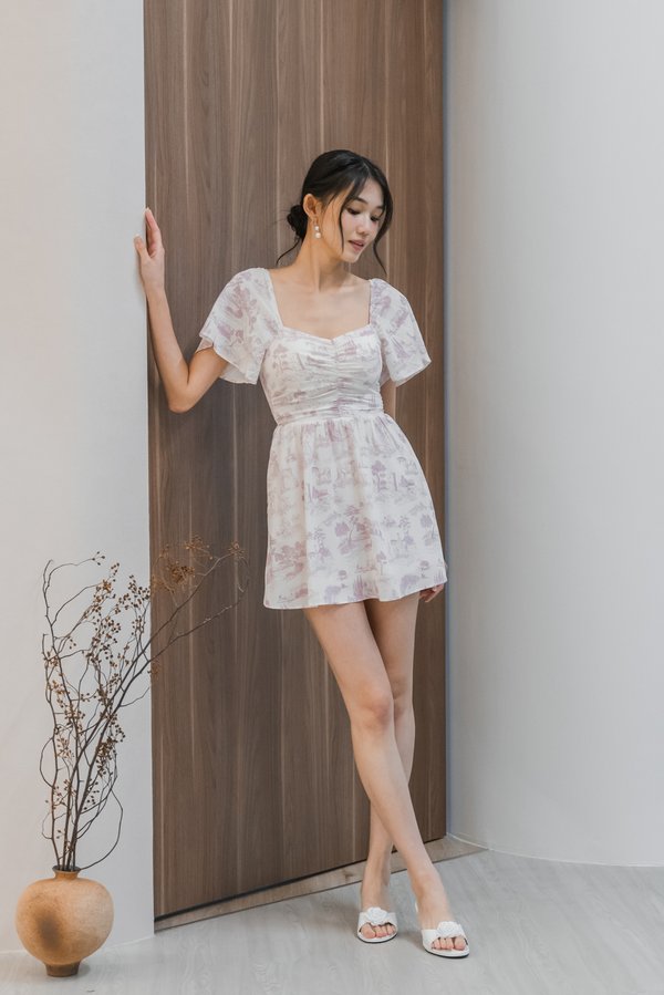 Athena Padded Romper Dress (Lilac Floral)