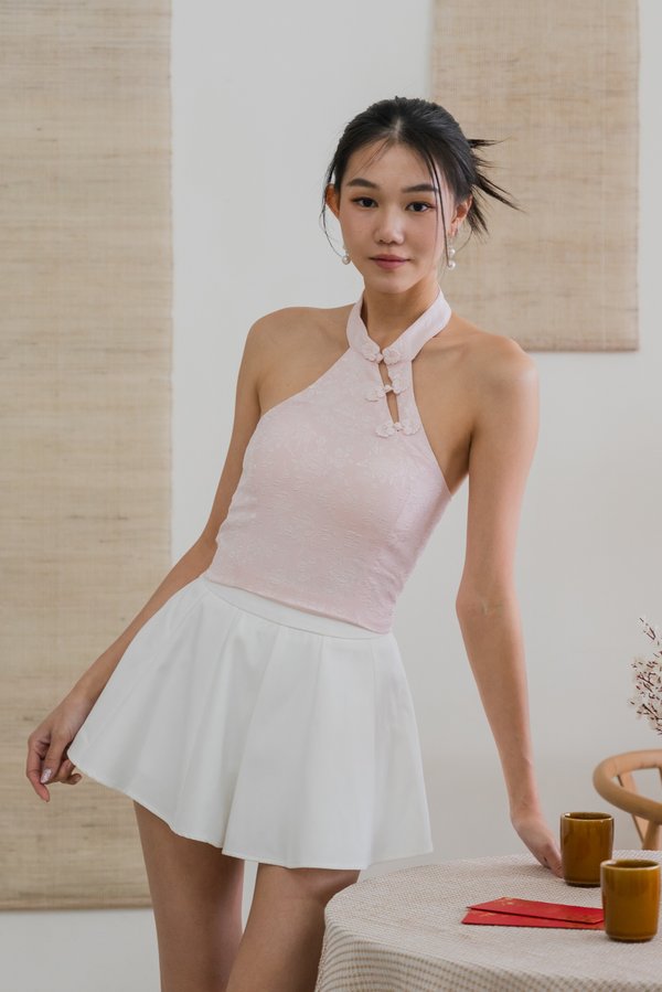 Ying Halter Embroidered Padded Top (Pink)