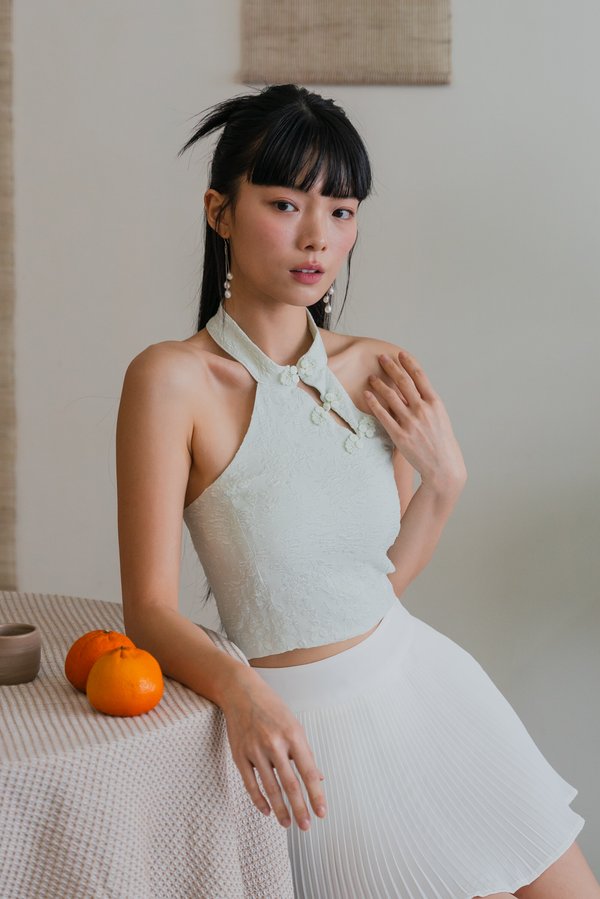 Ying Halter Embroidered Padded Top (Mint) Ying Halter Embroidered Padded Top (Mint)
