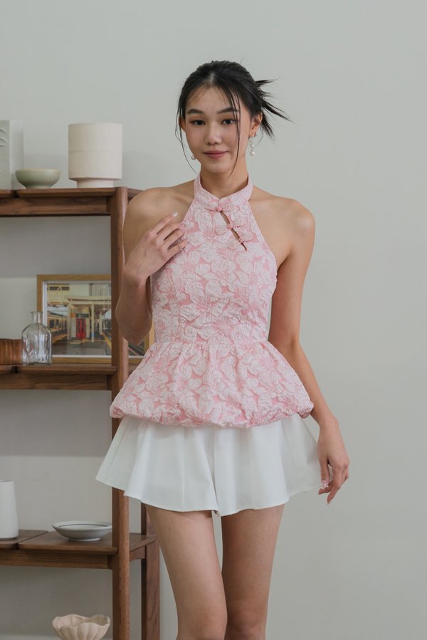 Xu Peplum Bubble Padded Top (Pink)