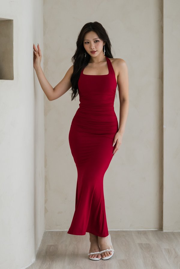 Lindsey Halter Mermaid Dress (Maroon) Lindsey Halter Mermaid Dress (Maroon)