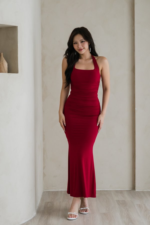 Lindsey Halter Mermaid Dress (Maroon) Lindsey Halter Mermaid Dress (Maroon)