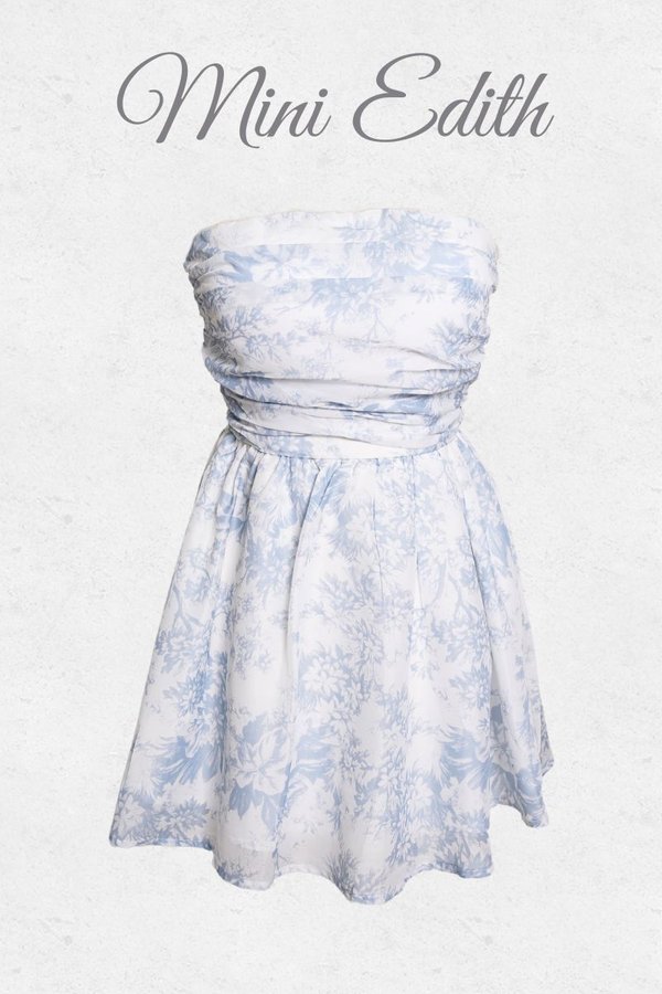 Edith Mini Romper Dress (Ice Blue Floral)