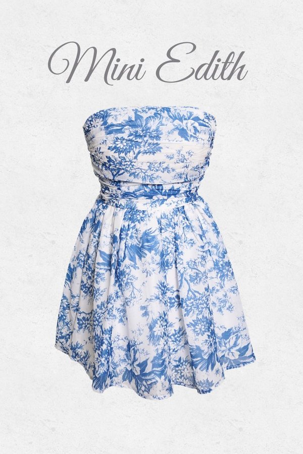 Edith Mini Romper Dress (Royal Blue Floral)