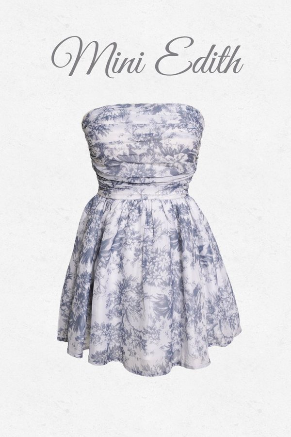 Edith Mini Romper Dress (Blue Grey Floral)