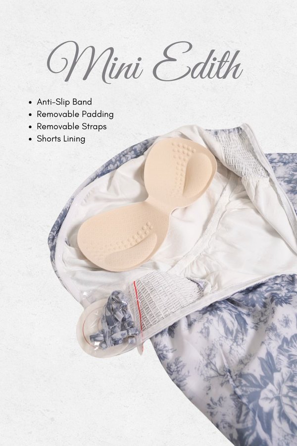 Edith Mini Romper Dress (Blue Grey Floral)