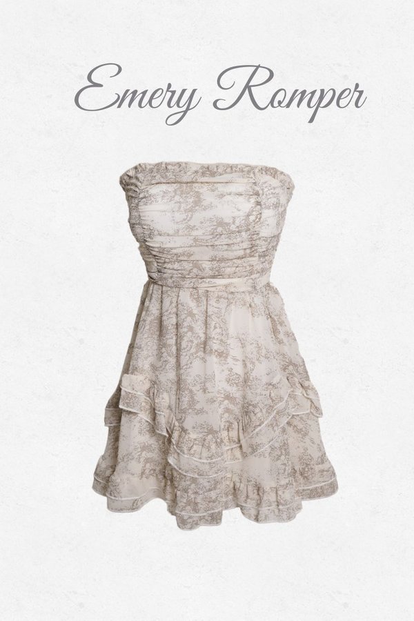 Emery Padded Romper Dress (Earl Grey)