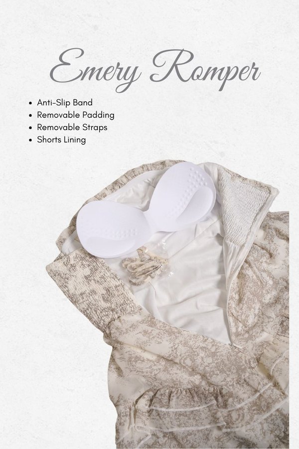 Emery Padded Romper Dress (Earl Grey)