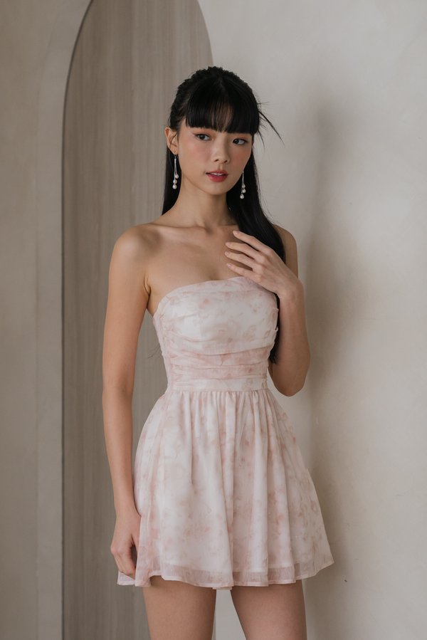 Celestia Mini Romper Dress (Coral)