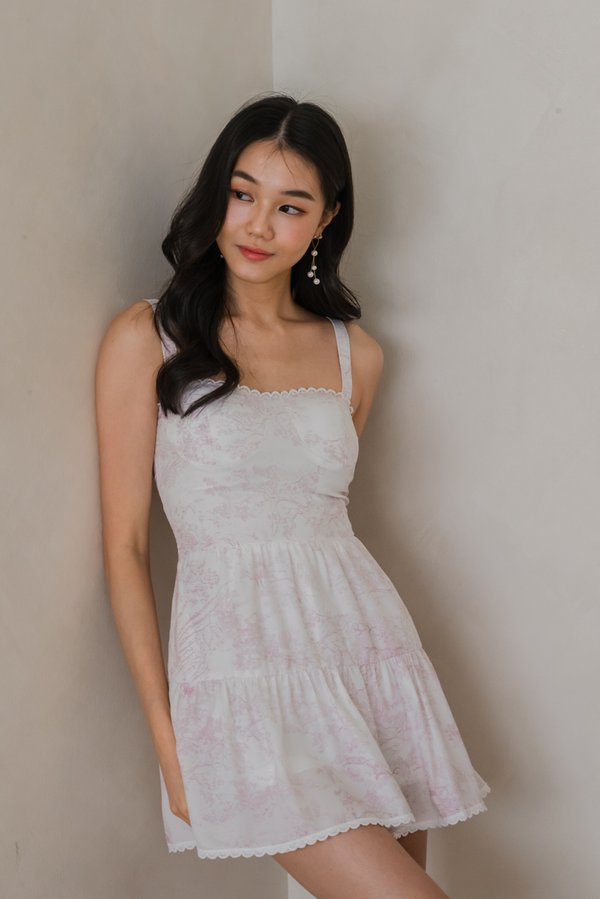 Seona Lace Padded Romper Dress (French x Pink)