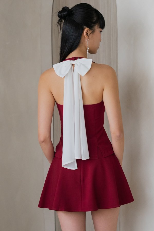 Ellie Ribbon Padded Vest Top (Red)