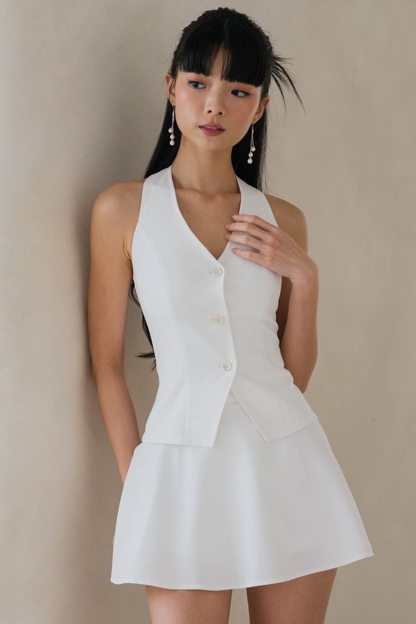 Ellie Ribbon Padded Vest Top (White)