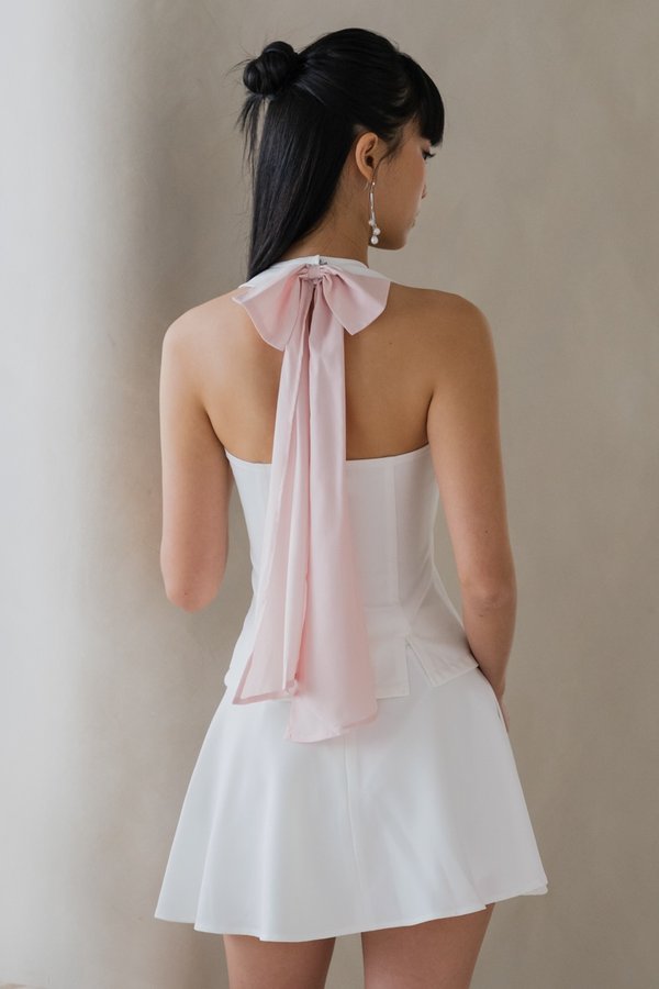 Ellie Ribbon Padded Vest Top (White)