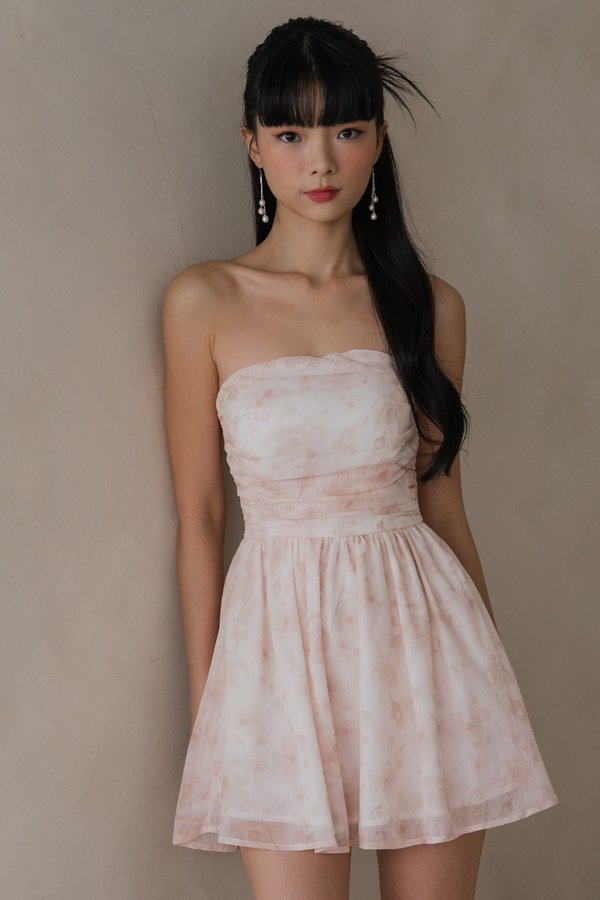 Celestia Mini Romper Dress (Coral)