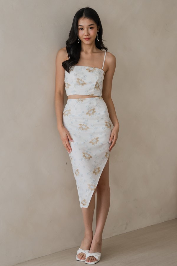 Connie Embroidered Asymmetrical Skirt (White) Connie Embroidered Asymmetrical Skirt (White)