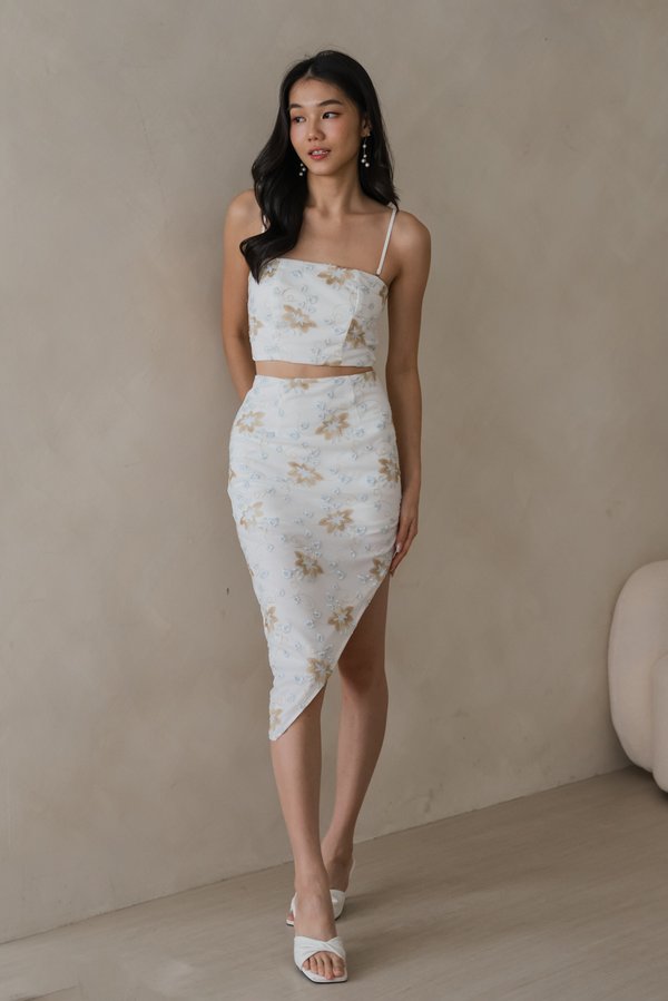 Connie Embroidered Asymmetrical Skirt (White) Connie Embroidered Asymmetrical Skirt (White)