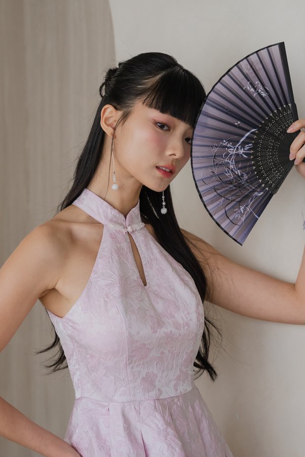 Mei Padded Halter Textured Romper (Pink)