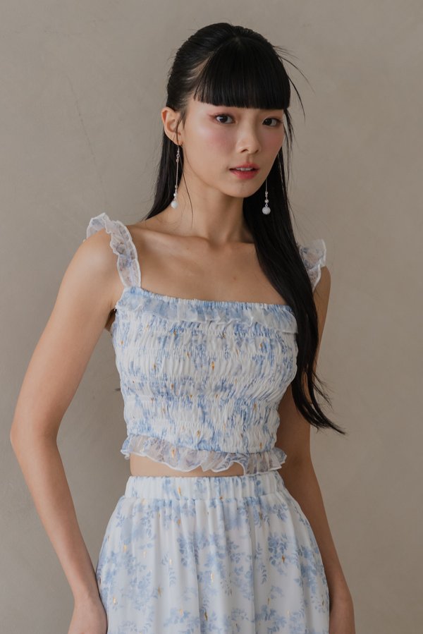 Kasslyn Ruffle Smocked 2pcs Set (Blue)