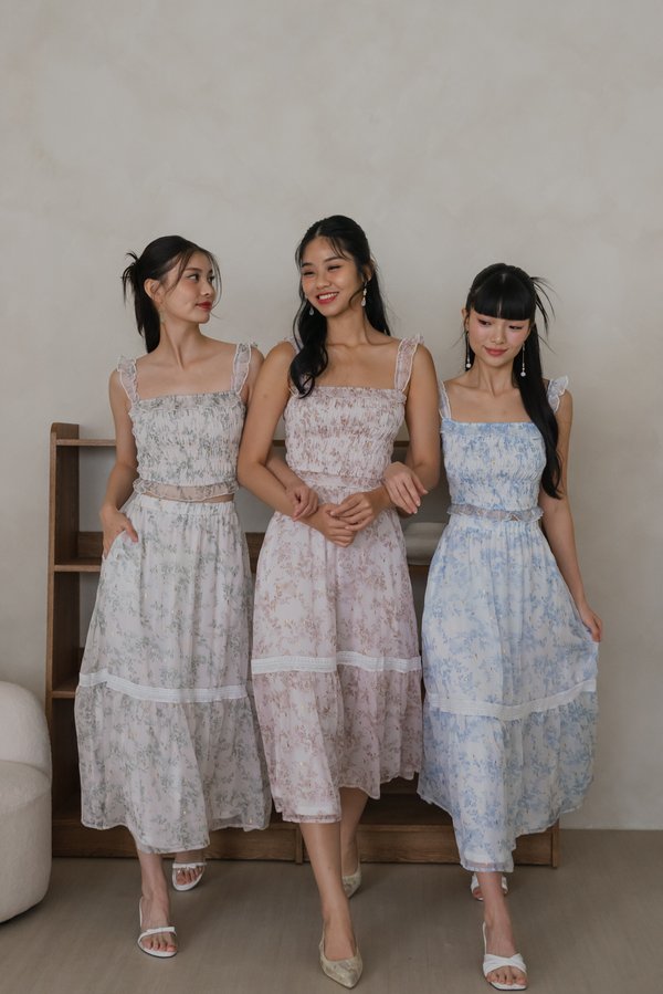 Kasslyn Ruffle Smocked 2pcs Set (Blue)