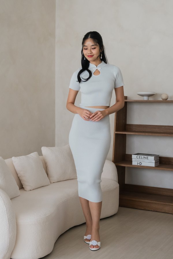 Xinda Qipao Knit 2pcs Set (Ice Blue) Xinda Qipao Knit 2pcs Set (Ice Blue)