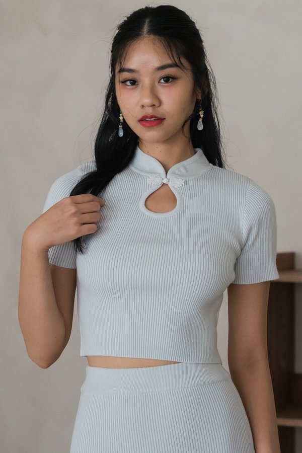 Xinda Qipao Knit 2pcs Set (Ice Blue) Xinda Qipao Knit 2pcs Set (Ice Blue)