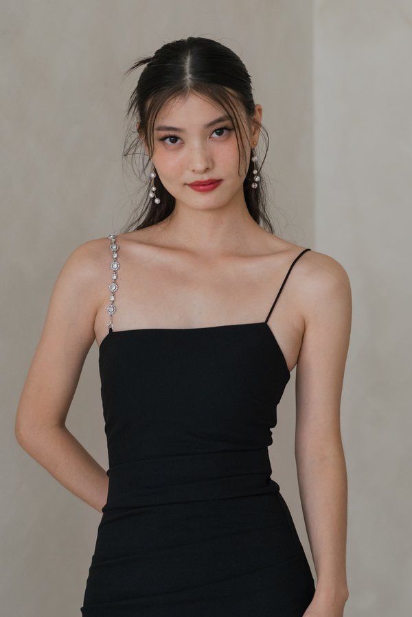 Violet Diamonite Padded Dress (Black)