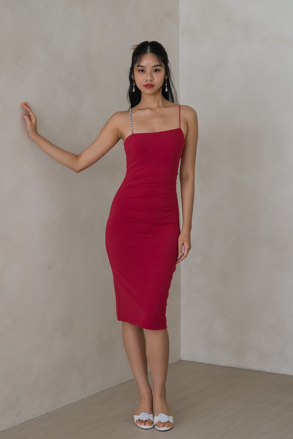 Violet Diamonite Padded Dress (Rouge)