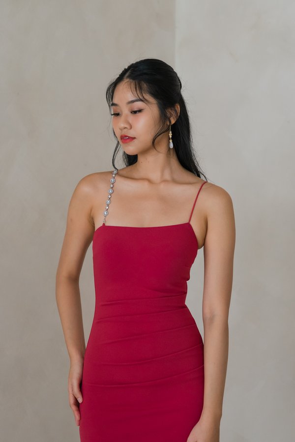 Violet Diamonite Padded Dress (Rouge)