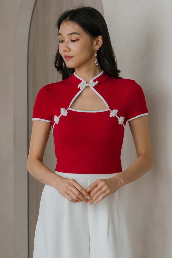 Ai Qipao Padded Top (Cherry Red)