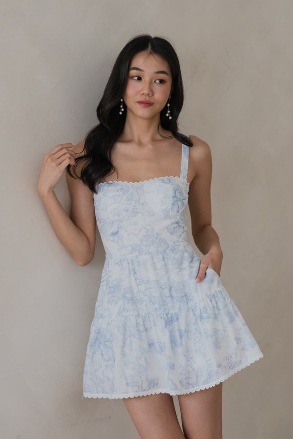 Seona Lace Padded Romper Dress (French x Ice Blue)