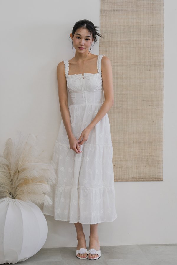 Aliana Crochet Padded Dress (White) Aliana Crochet Padded Dress (White)